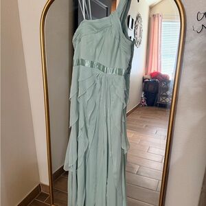 Adrianna Papell Light Green One-Shoulder Dress